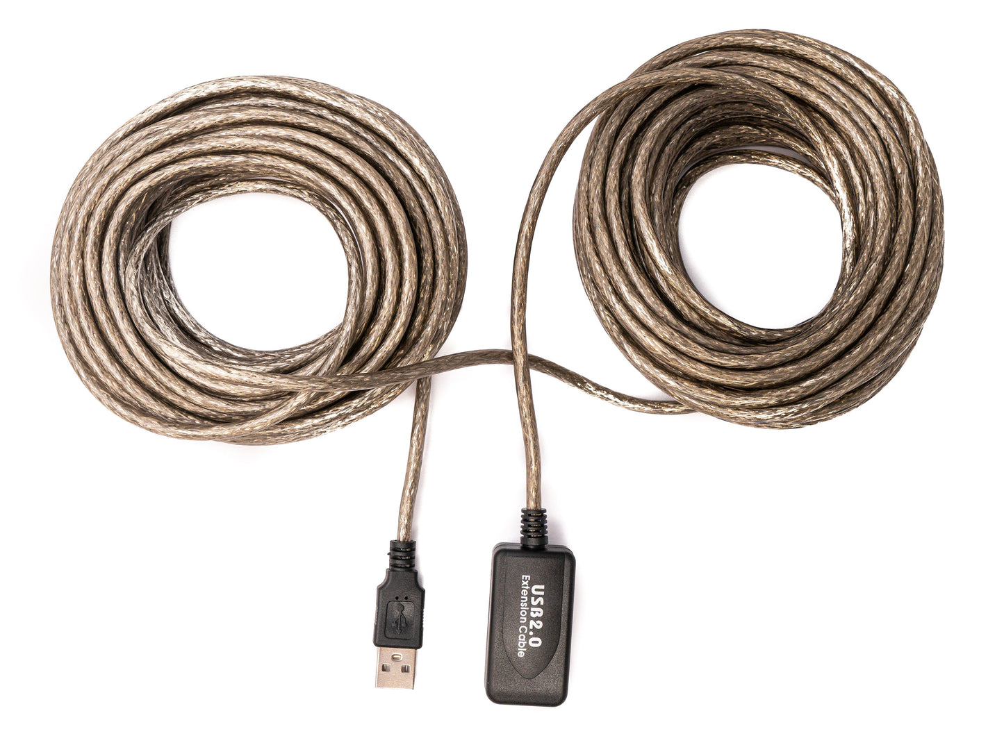 SYSTEM-S USB 2.0 snúra 20 m Tegund A karlkyns í kvenkyns snúra í gráum