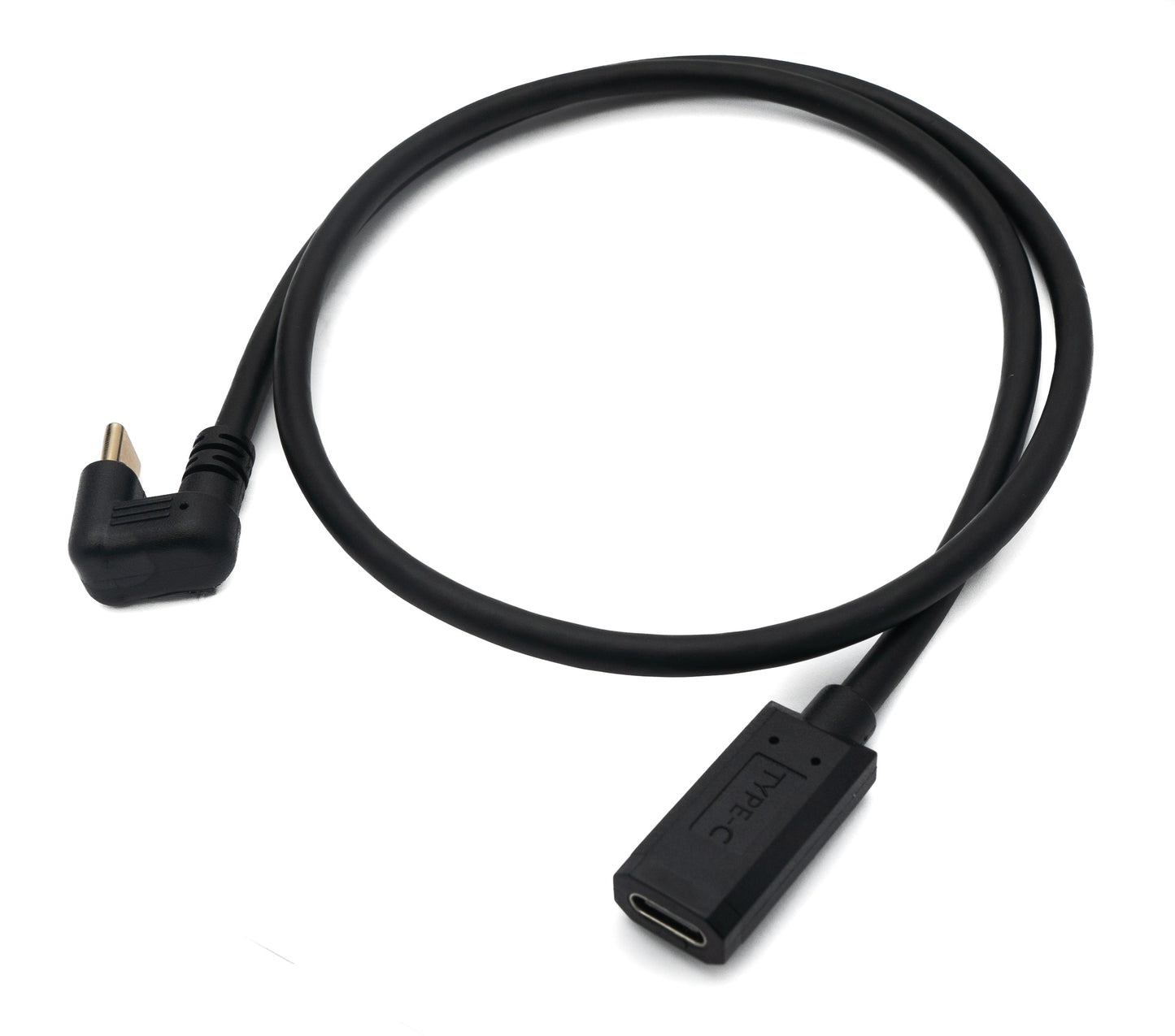 SYSTEM-S USB 3.1 U Turn 60 cm cable Type C male to female 360° angle in black