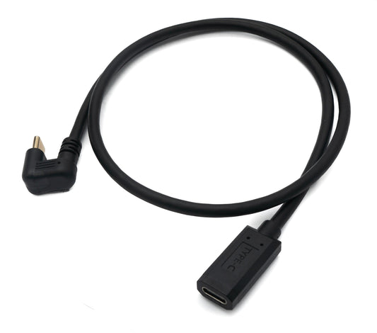 SYSTEM-S USB 3.1 U Turn 60 cm cable Type C male to female 360° angle in black