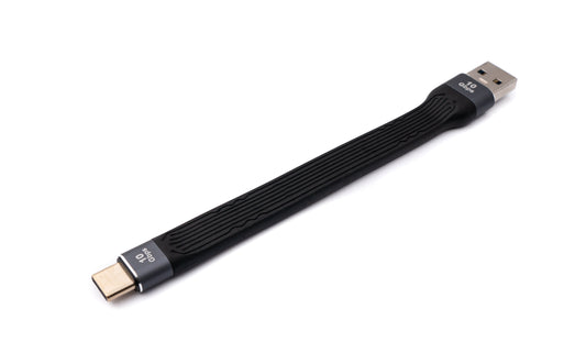 SYSTEM-S USB 3.1 Gen 2 snúra 13 cm Type C tengi í 3.0 A tengi flatt sveigjanlegt