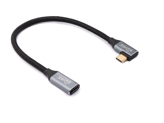 SYSTEM-S USB 3.1 Gen 2 cable 25 cm Type C male to female braided angle