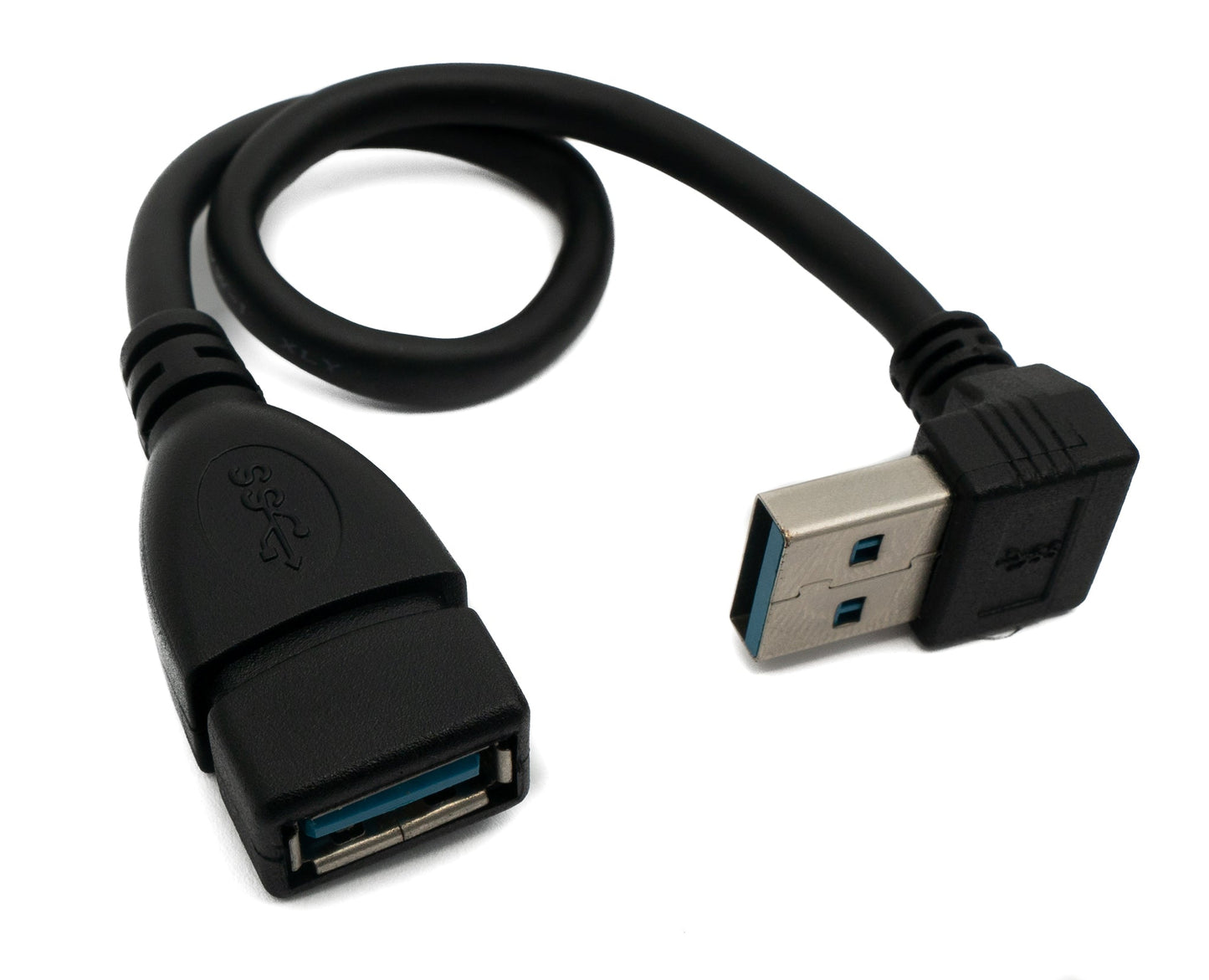 SYSTEM-S USB 3.0 Kabel 20 cm Typ A Stecker zu Buchse Winkel in Schwarz