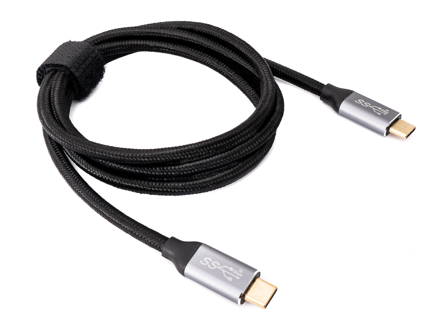 SYSTEM-S USB 3.1 Gen 2 100W snúra 100 cm Type C karlkyns í karlkyns fléttuð í svörtu