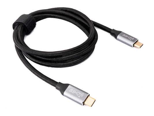 SYSTEM-S USB 3.1 Gen 2 100W snúra 100 cm Type C karlkyns í karlkyns fléttuð í svörtu
