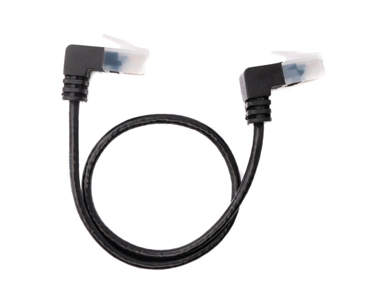 SYSTEM-S LAN snúra 25 cm RJ45 8P8C STP Cat6 tengi í tengi, hornrétt, svart