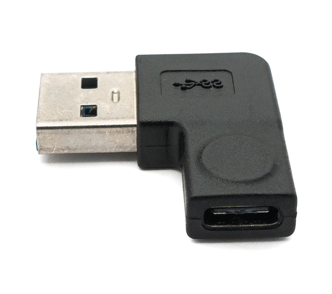 SYSTEM-S USB 3.1 millistykki af gerð C kvenkyns í 3.0 af gerð A karlkyns vinklaðan snúru í svörtu