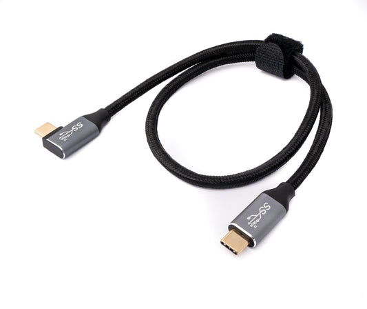 SYSTEM-S USB 3.1 Gen 2 100W snúra 50 cm Tegund C karlkyns í karlkyns, fléttuð, svört