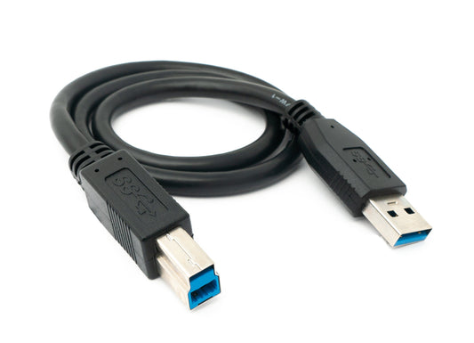 SYSTEM-S USB 3.0 Kabel 50 cm Typ B Stecker zu A Stecker in Schwarz
