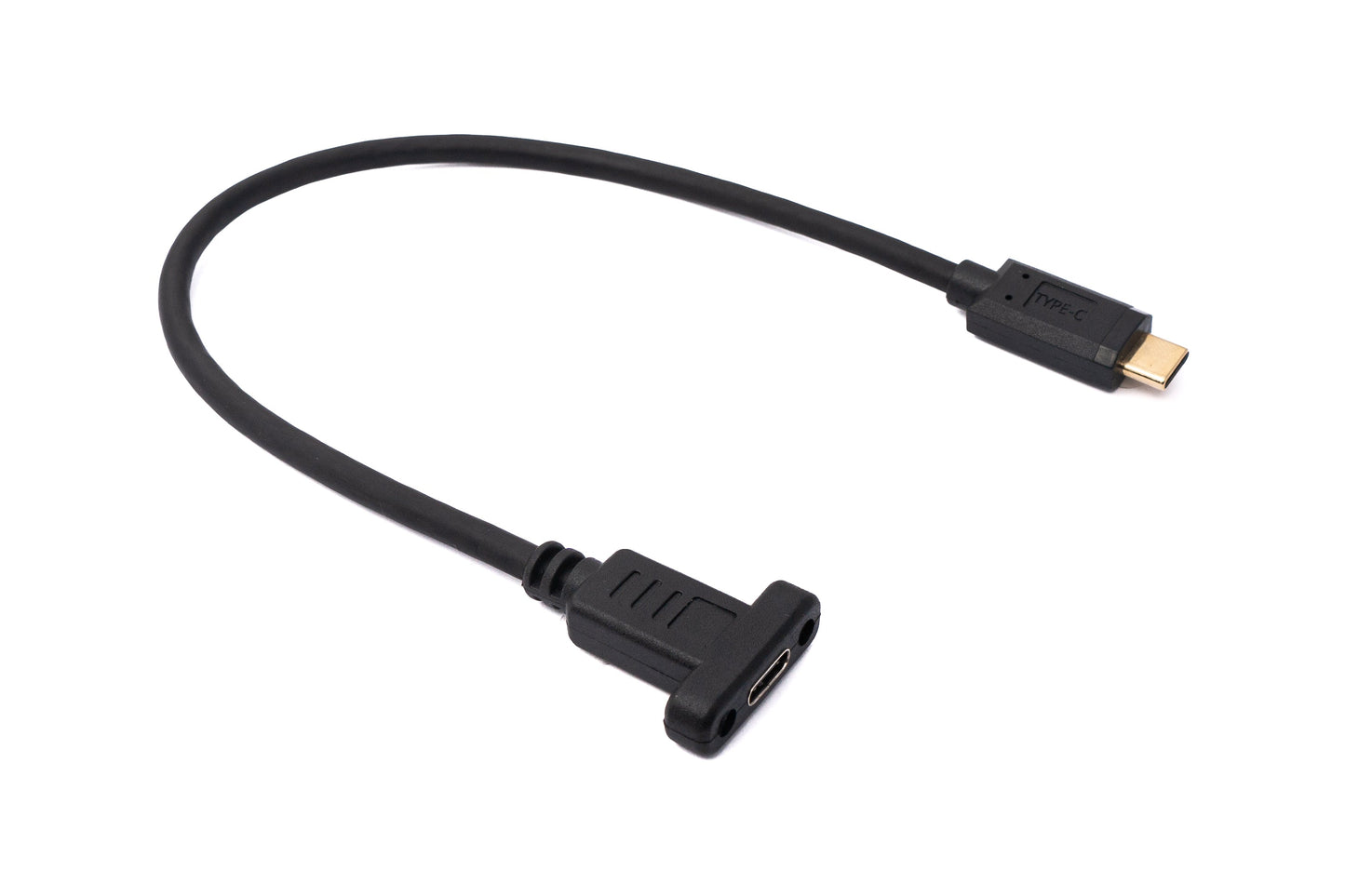 SYSTEM-S USB 3.1 snúra 30 cm Type C karlkyns í kvenkyns skrúfumillistykki í svörtu