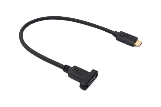 SYSTEM-S USB 3.1 cable 30 cm Type C male to female screw adapter in black