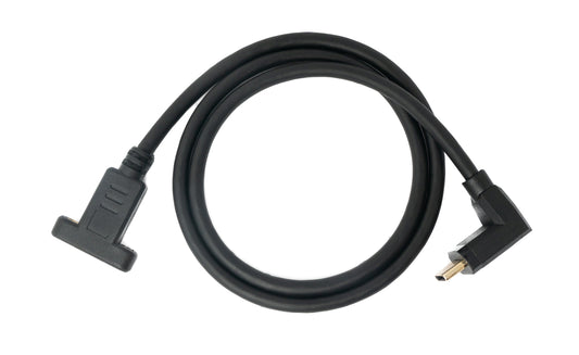 SYSTEM-S USB 3.1 snúra 50 cm Type C karlkyns í kvenkyns skrúfuhornssnúra í svörtu