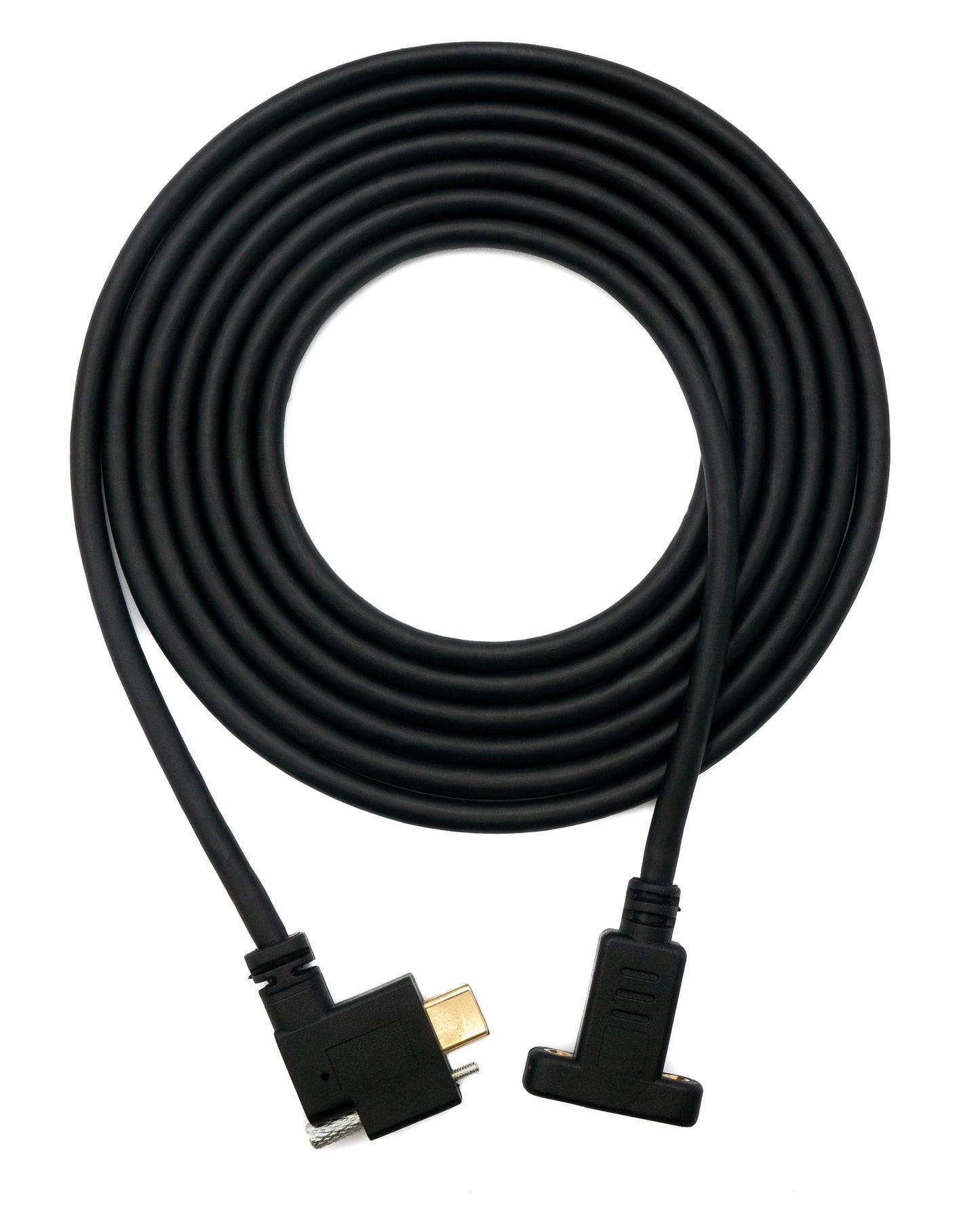 SYSTEM-S USB 3.1 snúra 2 m Type C karlkyns í kvenkyns skrúfuhornssnúra í svörtu