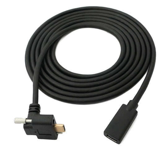 SYSTEM-S USB 3.1 Gen 2 100W Cable 1.8 m Type C Male to Female Screw Angle in Black