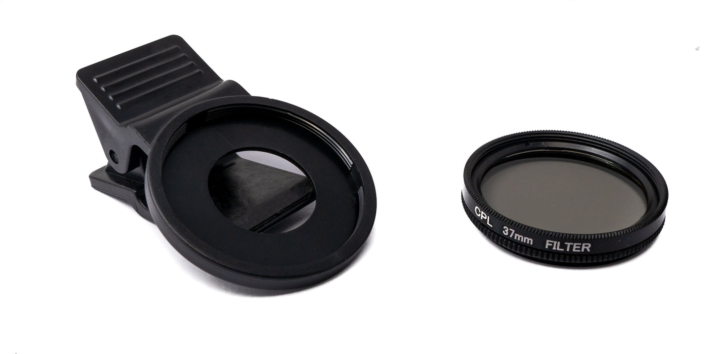 SYSTEM-S CPL sía 37 mm linsa með klemmu fyrir snjallsíma í svörtu
