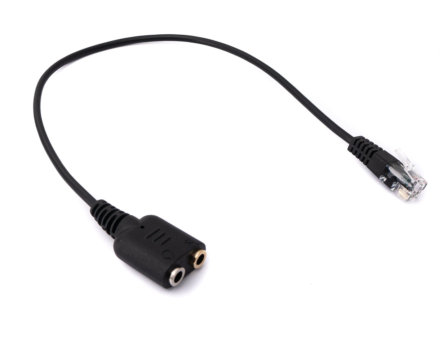 SYSTEM-S Símaheyrnartól millistykki 20 cm RJ9 tengi í 2x 3,5 mm jack hljóðsnúra svart