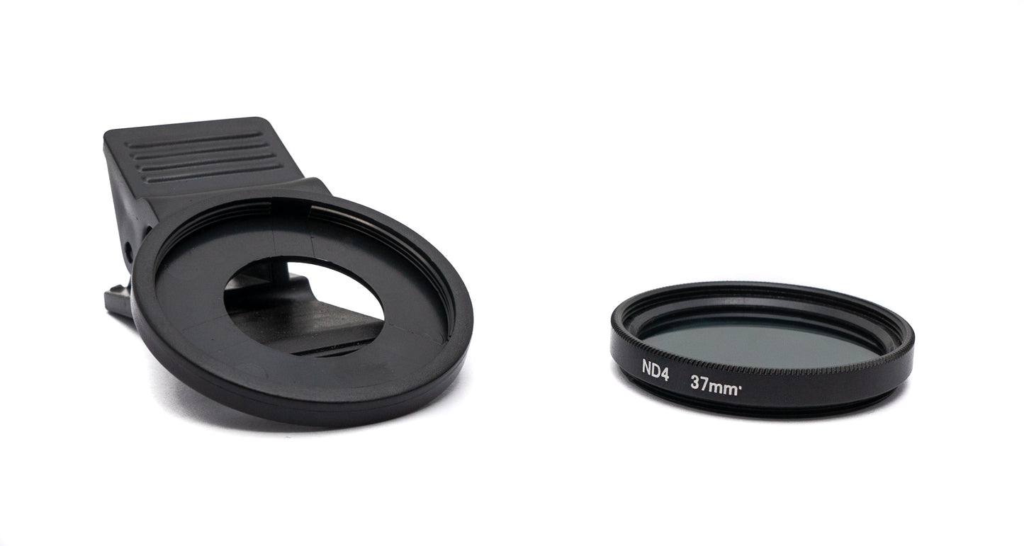 SYSTEM-S ND4 linsa 37 mm hlutlaus grá sía með klemmu fyrir snjallsíma í svörtu