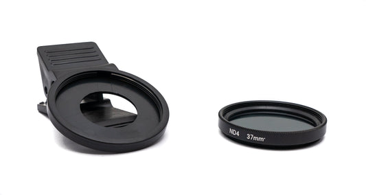 SYSTEM-S ND4 linsa 37 mm hlutlaus grá sía með klemmu fyrir snjallsíma í svörtu