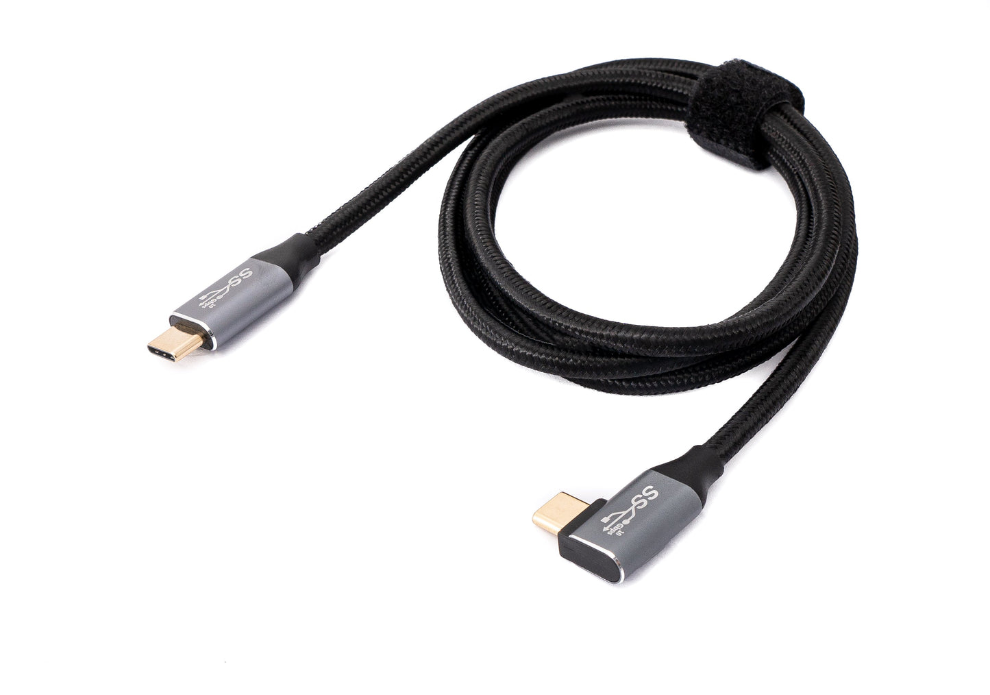 SYSTEM-S USB 3.1 Gen 2 100W snúra 100 cm Tegund C karlkyns í karlkyns, fléttuð, svört