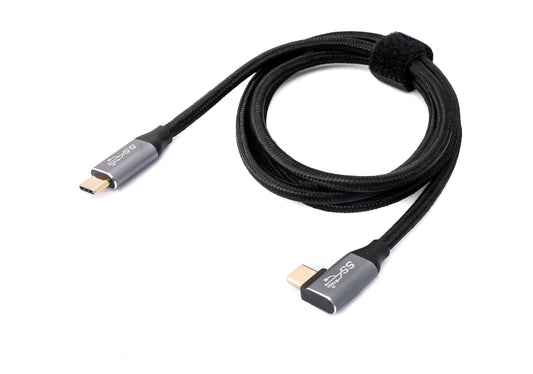 SYSTEM-S USB 3.1 Gen 2 100W snúra 100 cm Tegund C karlkyns í karlkyns, fléttuð, svört