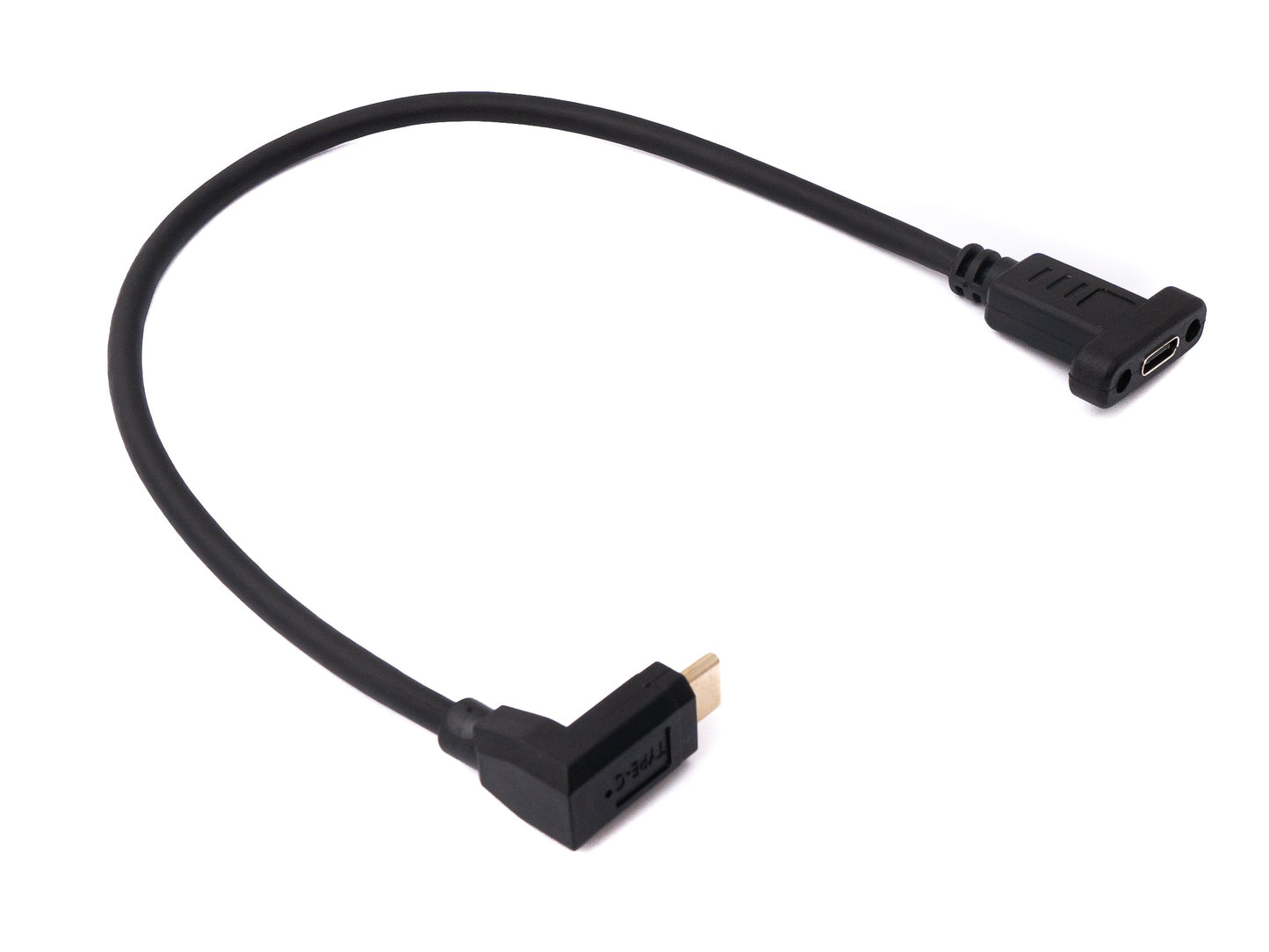 SYSTEM-S USB 3.1 snúra 30 cm Type C karlkyns í kvenkyns skrúfuhorn millistykki í svörtu