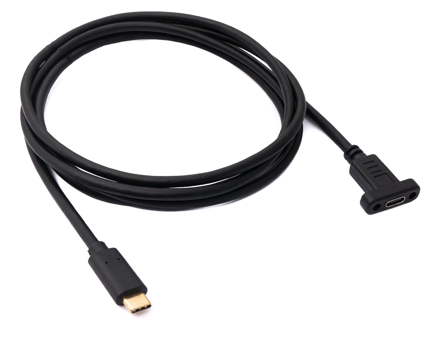 SYSTEM-S USB 3.1 Kabel 180 cm Typ C Stecker zu Buchse Schraube in Schwarz