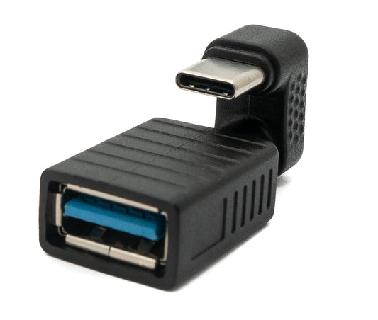 SYSTEM-S USB 3.1 U-snúningur 180° millistykki af gerð C karlkyns í 3.0 af gerð A kvenkyns snúru í svörtu