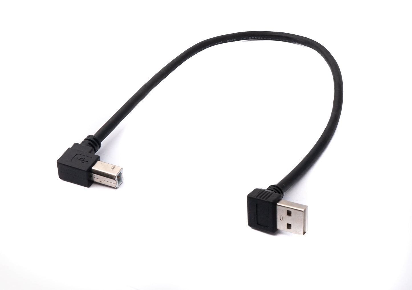 SYSTEM-S USB 2.0 Kabel 35 cm Typ B Stecker zu Typ A Stecker Winkel in Schwarz