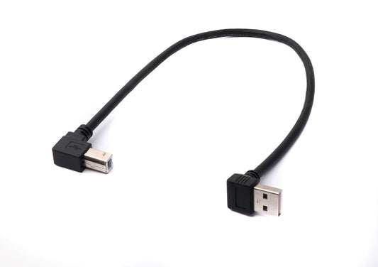 SYSTEM-S USB 2.0 snúra 35 cm Tegund B karlkyns í Tegund A karlkyns vinklaður í svörtu