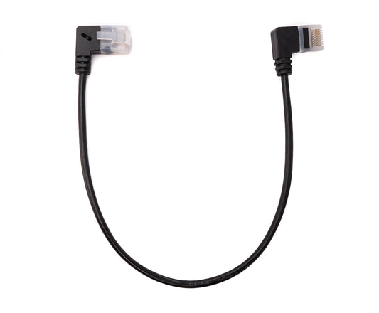 SYSTEM-S LAN snúra 25 cm RJ45 8P8C STP Cat6 tengi í tengi, hornrétt, svart