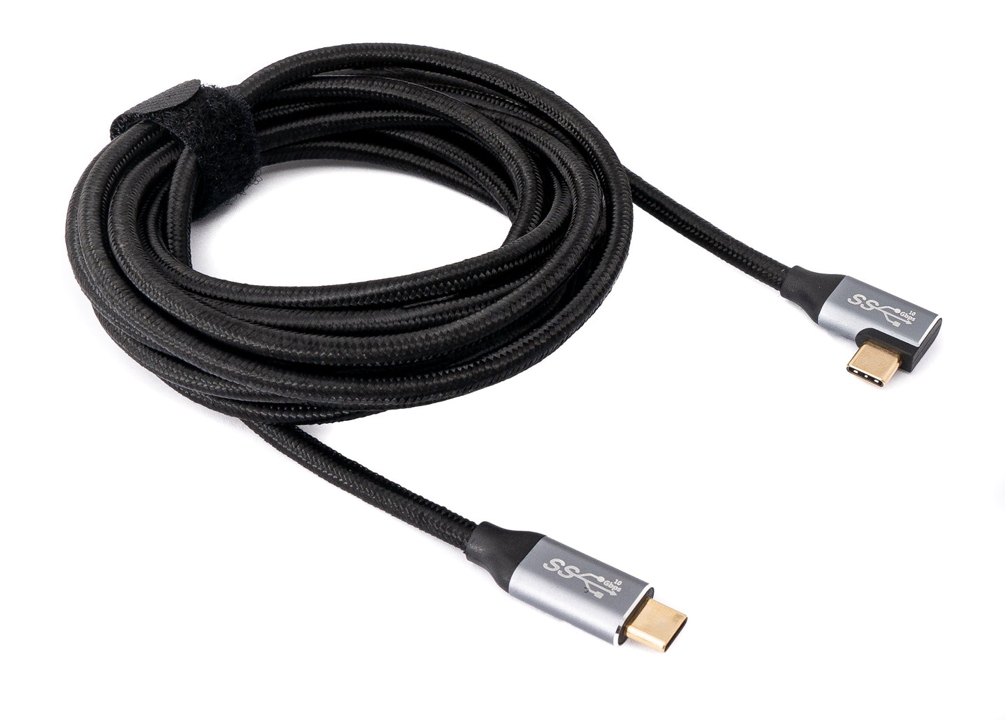 SYSTEM-S USB 3.1 Gen 2 100W snúra 3 m Tegund C karlkyns í karlkyns fléttuð í svörtu