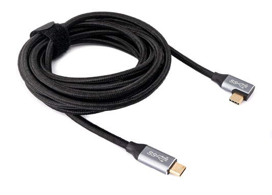 SYSTEM-S USB 3.1 Gen 2 100W snúra 3 m Tegund C karlkyns í karlkyns fléttuð í svörtu