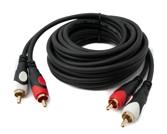 SYSTEM-S Cinch 2 RCA snúra 3 m karlkyns í karlkyns stereó AV í svörtu