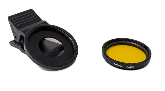 SYSTEM-S litasía fyrir gulan 37 mm linsu með klemmu fyrir snjallsíma í svörtu
