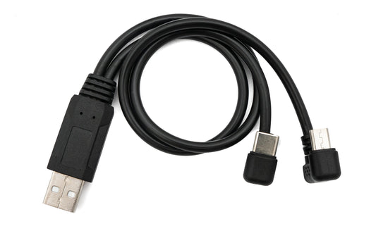 SYSTEM-S USB 3.1 snúra 30 cm Tegund C & 2.0 Micro B karlkyns í A karlkyns vinklaða í svörtu