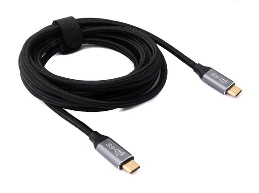 SYSTEM-S USB 3.1 Gen 2 snúra, 3 m, karlkyns í karlkyns fléttuð í svörtu.