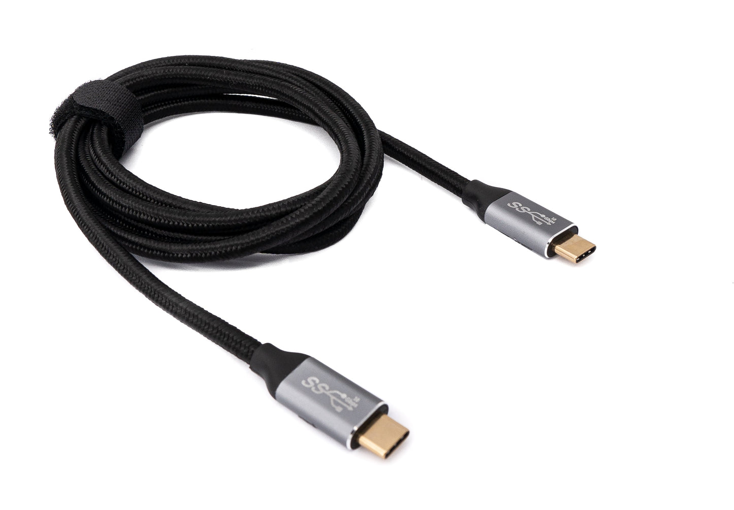 SYSTEM-S USB 3.1 Gen 2 100W snúra 150 cm Type C karlkyns í karlkyns fléttuð í svörtu