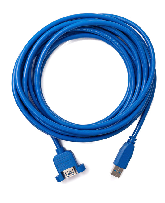 SYSTEM-S USB 3.0 cable 5 m Type A male to female screw in blue