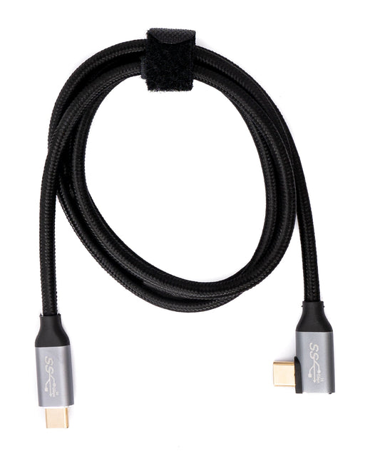 SYSTEM-S USB 3.1 Gen 2 100W snúra 100 cm Tegund C karlkyns í karlkyns, fléttuð, svört