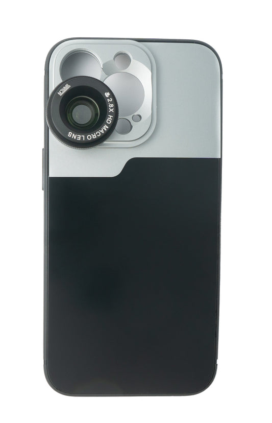 SYSTEM-S Macro linsa 2.8x HD sía með hulstri í svörtu fyrir iPhone 13 Pro