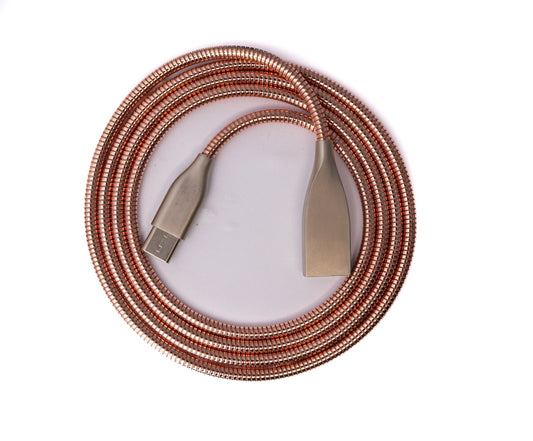 SYSTEM-S USB 3.1 cable 100cm Type C male to 2.0 Type A female metal spring pink