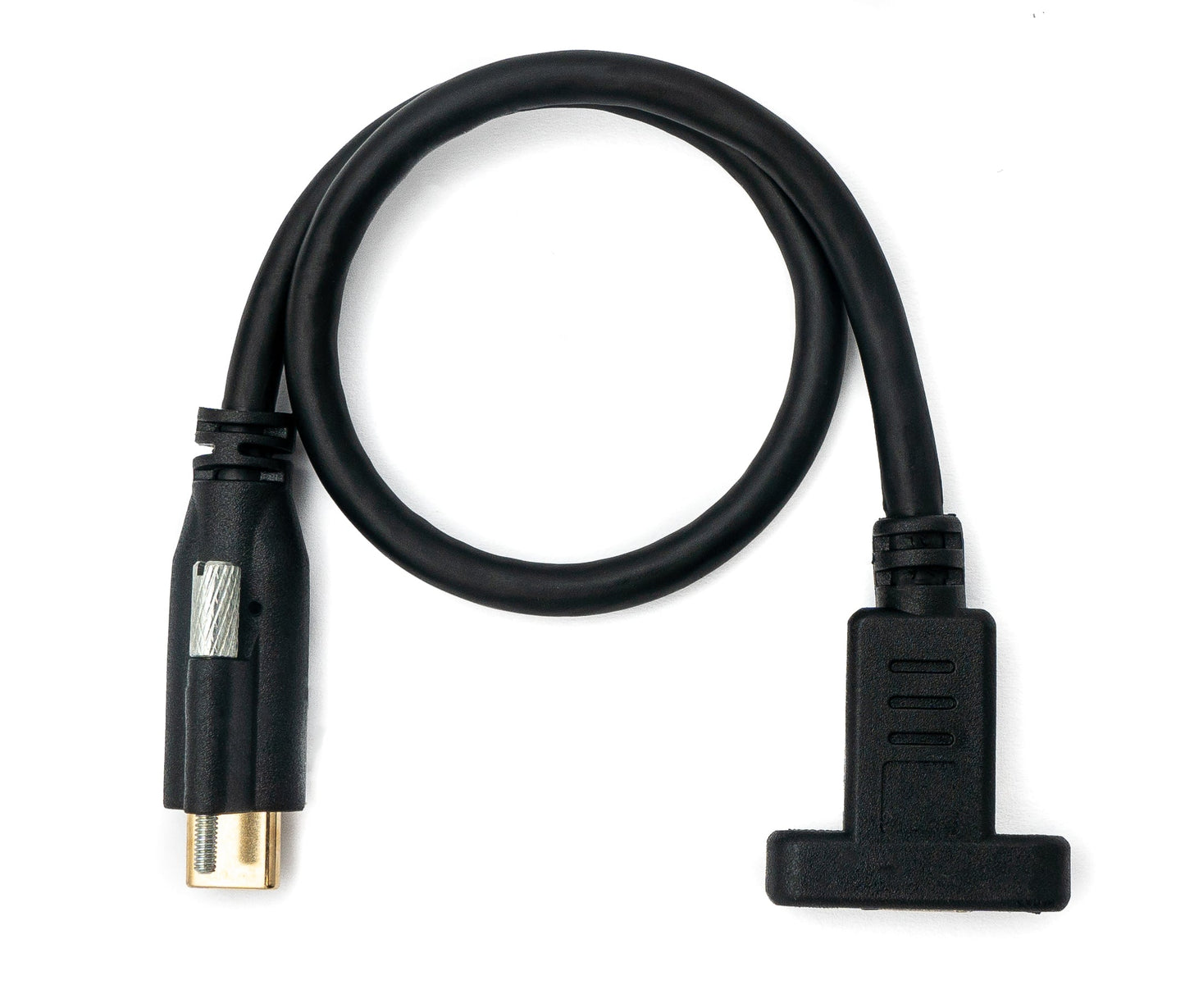 SYSTEM-S USB 3.1 snúra 30 cm Type C karlkyns í kvenkyns skrúfumillistykki í svörtu