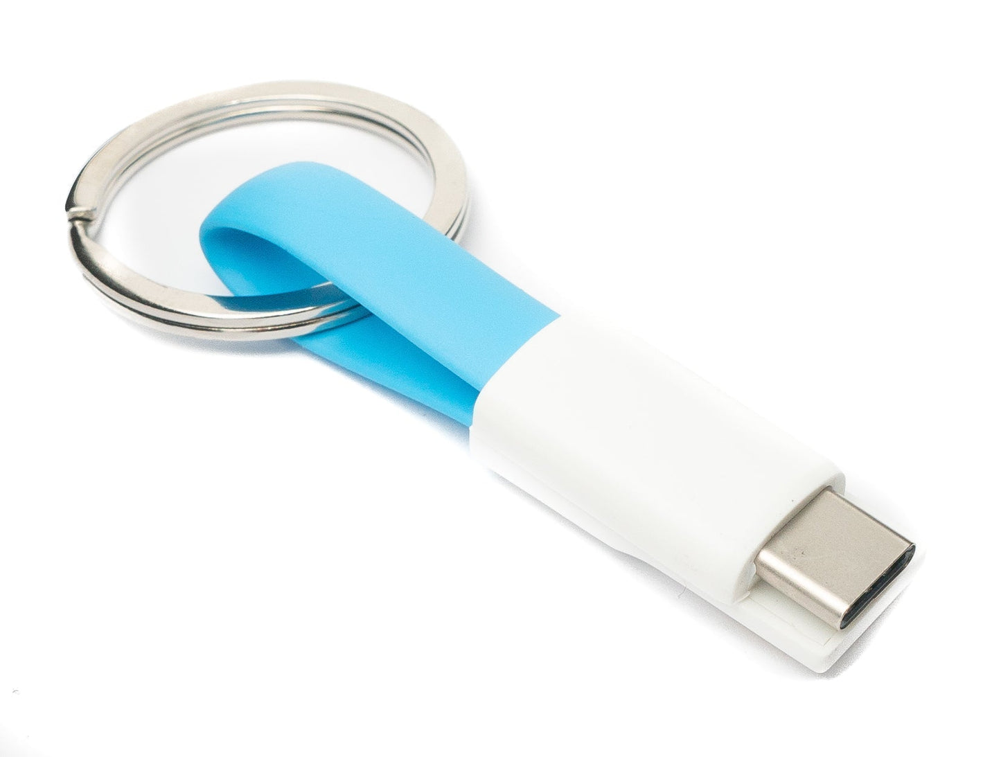 SYSTEM-S USB 3.1 Schlüssel Anhänger Kabel 10cm Typ C Stecker zu 2.0 Typ A Stecker in Blau