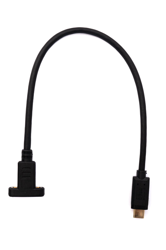 SYSTEM-S USB 3.1 cable 30 cm Type C male to female screw adapter in black