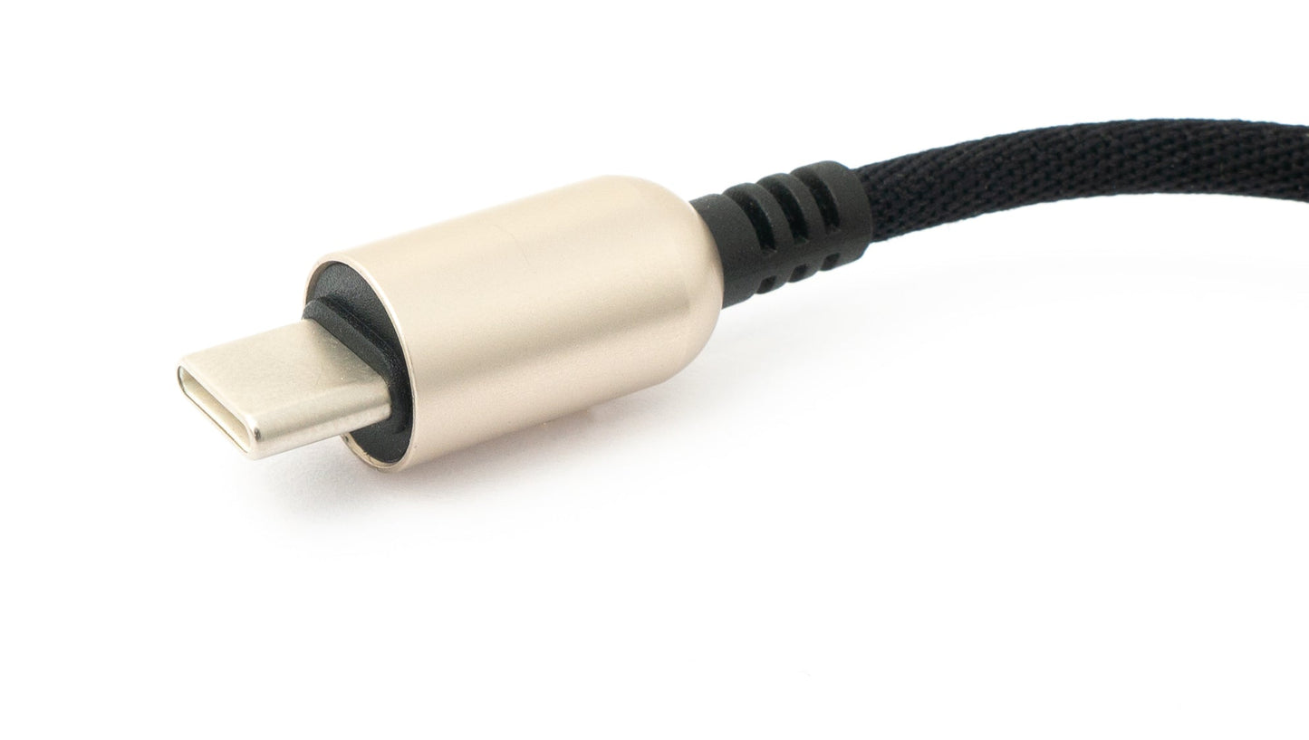 SYSTEM-S USB 3.1 snúra 100 cm Type C karlkyns í 3.0 Type A karlkyns fléttuð vinklaður svartur