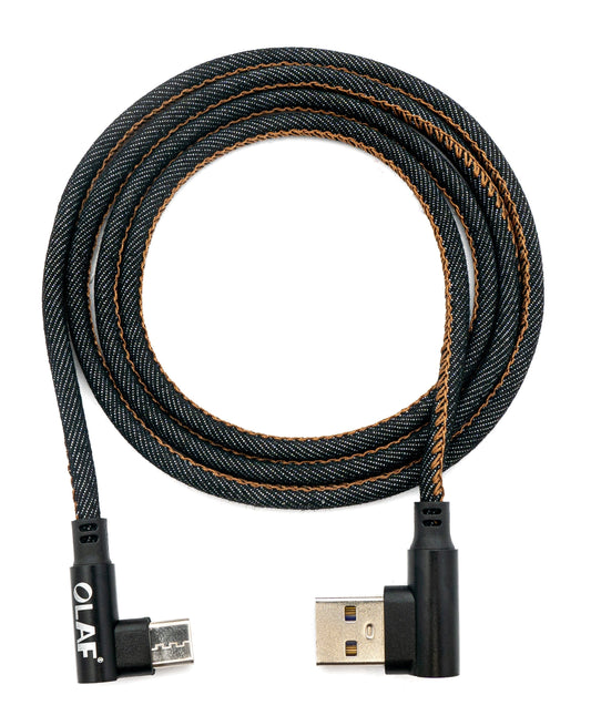 SYSTEM-S USB 3.1 cable 100cm Type C male to 3.0 Type A male braided angled black