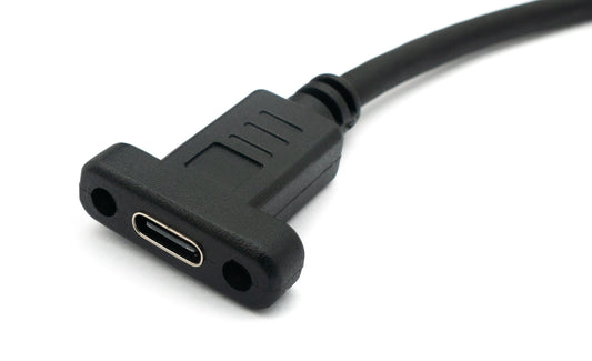 SYSTEM-S USB 3.1 snúra 30 cm Type C karlkyns í kvenkyns skrúfumillistykki í svörtu