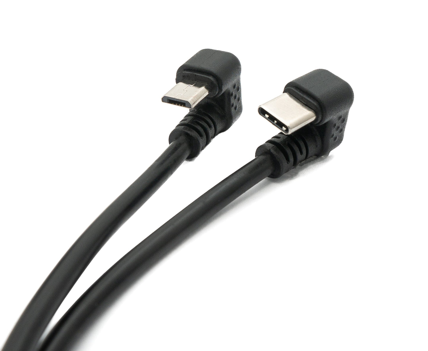 SYSTEM-S USB 3.1 snúra 30 cm Tegund C & 2.0 Micro B karlkyns í A karlkyns vinklaða í svörtu