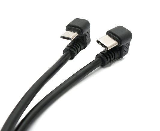 SYSTEM-S USB 3.1 snúra 30 cm Tegund C & 2.0 Micro B karlkyns í A karlkyns vinklaða í svörtu