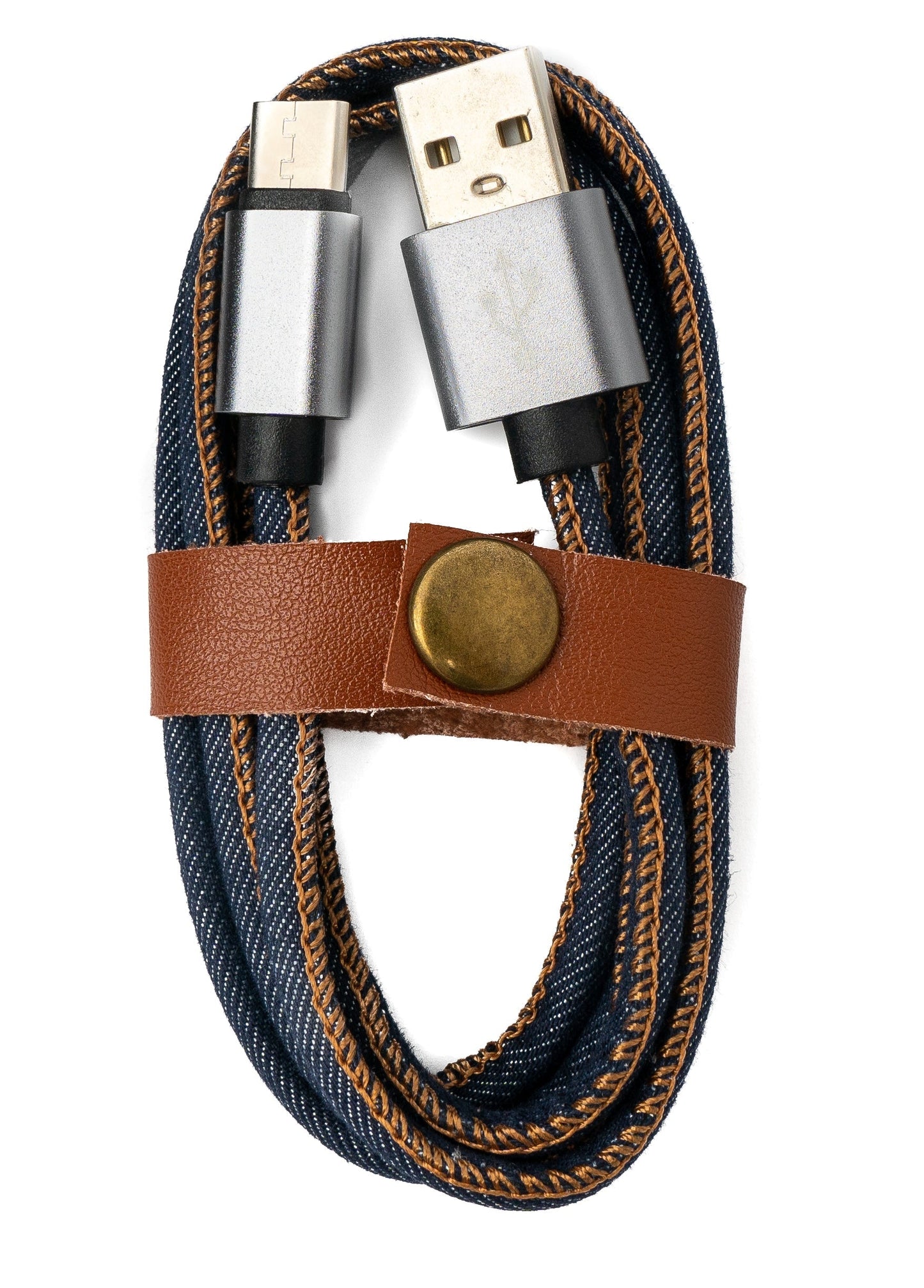 SYSTEM-S USB 3.1 cable 100 cm Type C male to 2.0 Type A male braided in Denim Blue