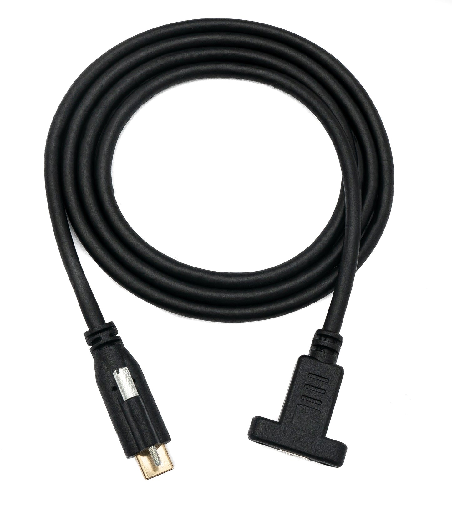 SYSTEM-S USB 3.1 snúra 100 cm Tegund C karlkyns í kvenkyns skrúfanleg svart